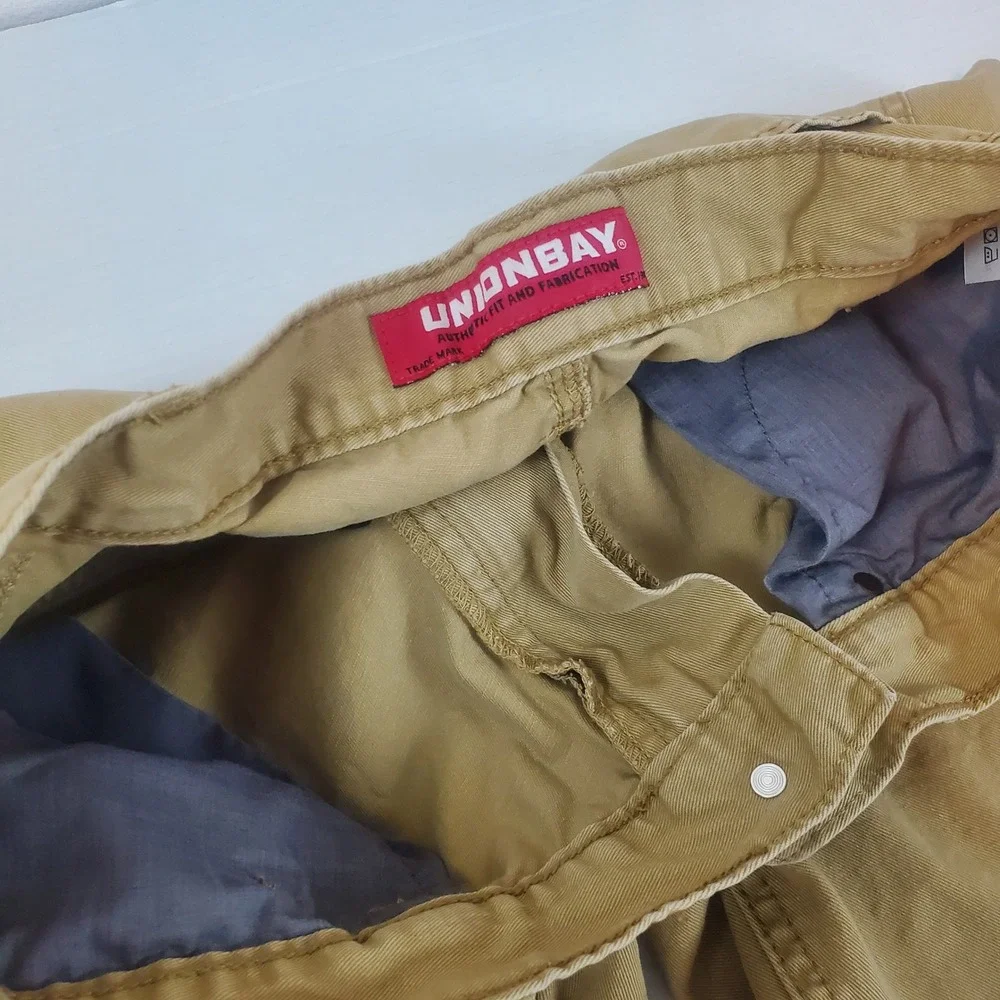 Unionbay Mens Khaki Chino Shorts Tan Cotton Twill Size 32